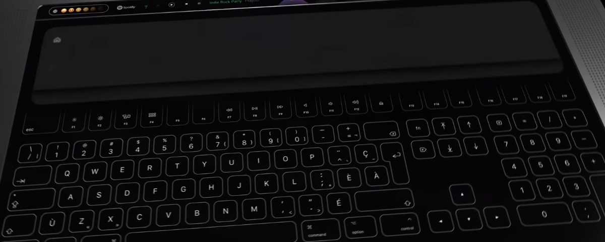 Imagem de: Arte conceitual mostra possível MacBook Pro futurista sem teclas físicas