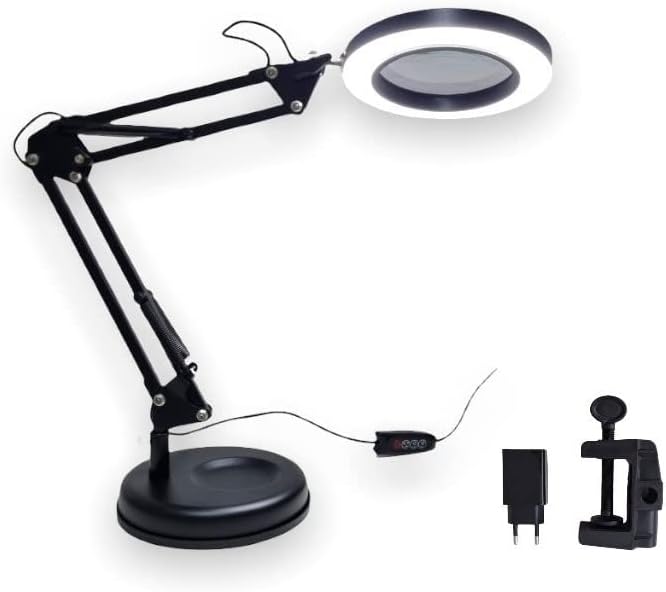 Luminária Com Lupa Articulável Led Ring Light Garra E Base