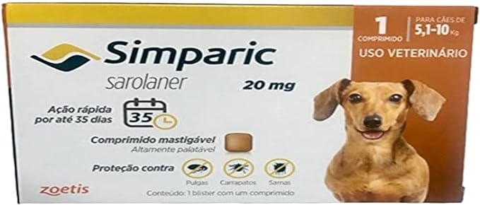 Zoetis Simparic 20Mg 5 1 Até 10Kg 1Cp Para Cães