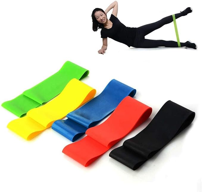 Kit 5 Faixas Elasticas Mini Band Exercicios em Casa Extensor Academia Yoga Pilates Fitness Crossfit