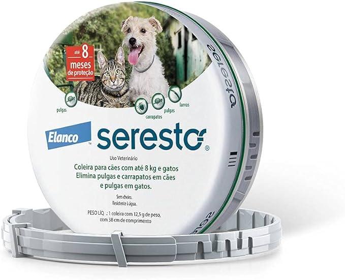 Elanco Coleira Antipulgas E Carrapatos Bayer Seresto Para Cães E Gatos De Até 8Kg