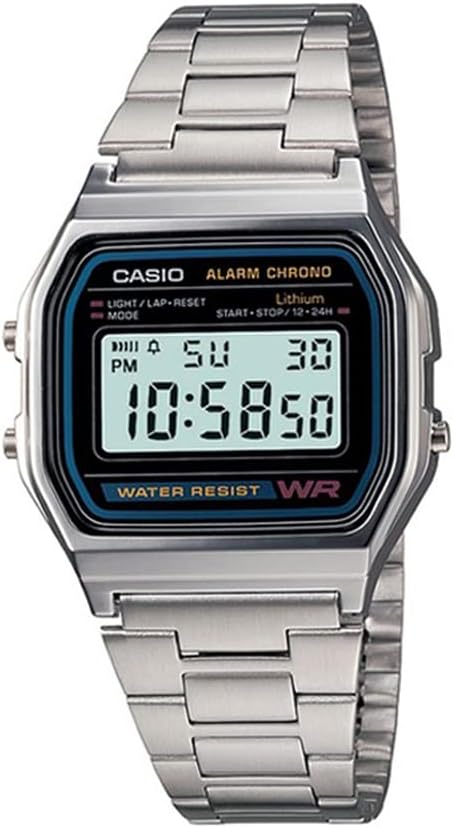 Casio Relógio digital masculino A158WA-1DF de aço inoxidável