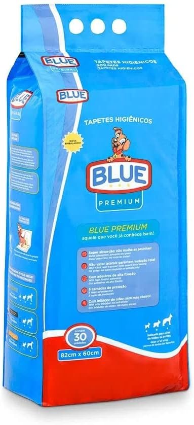 Blue Premium Tapete Higiênico Para Cães 30 Unidades