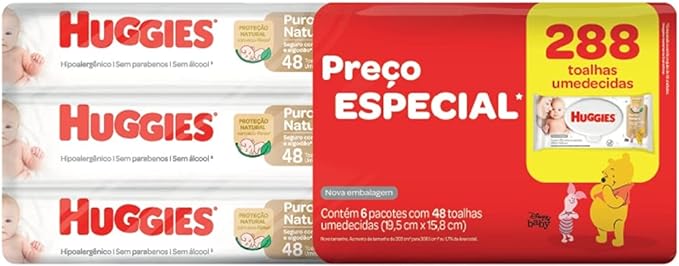 HUGGIES Lenço Umedecido Puro E Natural Leve 6 Pague 5 - 48 Unidades