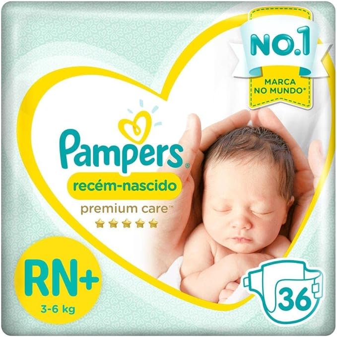 Pampers Fraldas Premium Care Recém Nascido Rn+ 36 Unidades