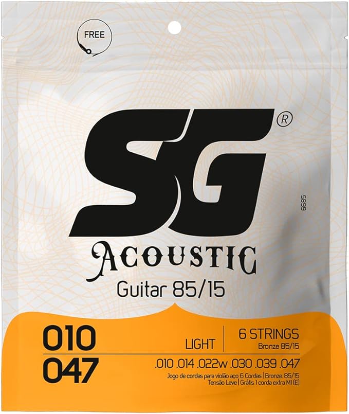 Encordoamento 010 SG Aço Bronze 85 15 para Violão