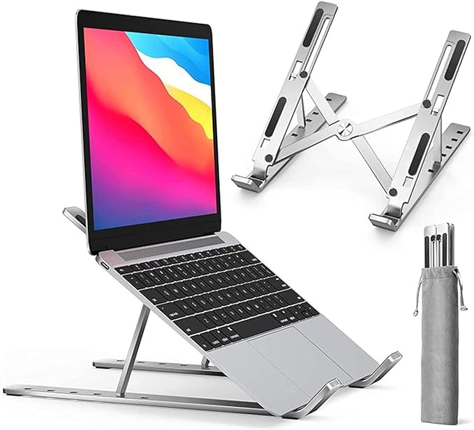 Suporte De Notebook De Alumínio Ajustável Para Notebook De 6 Ângulos Ajustável De Alumínio Dobrável E Ergonômico Para Desktop Portátil Compatível Com Macbook