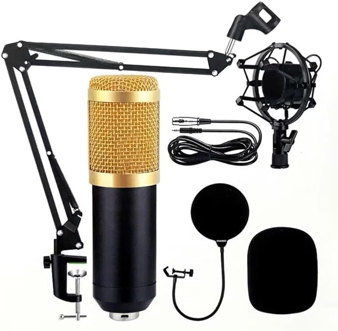 Kit Microfone Estúdio BM800 + Pop Filter + Aranha + Braço Articulado 813 - Lorben