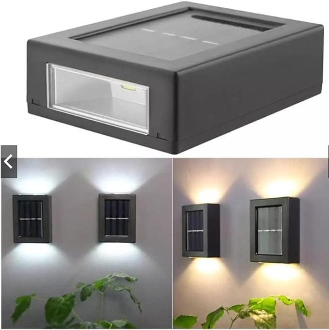 Kit 2 Arandela Solar Slim 2 Focos Luminária Parede Externa À Prova D 'Água Luz Branco Quente (Luz Branco Quente 3000k)