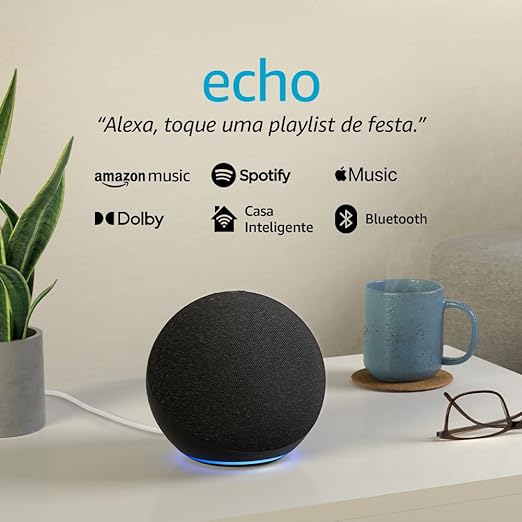 Echo com Alexa (4ª Geração): Com som premium e hub Zigbee de casa inteligente - Cor Preta