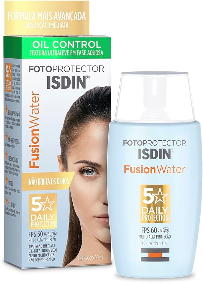 Protetor Solar Facial ISDIN Fusion Water 5 Stars FPS 60 sem cor - 50ml