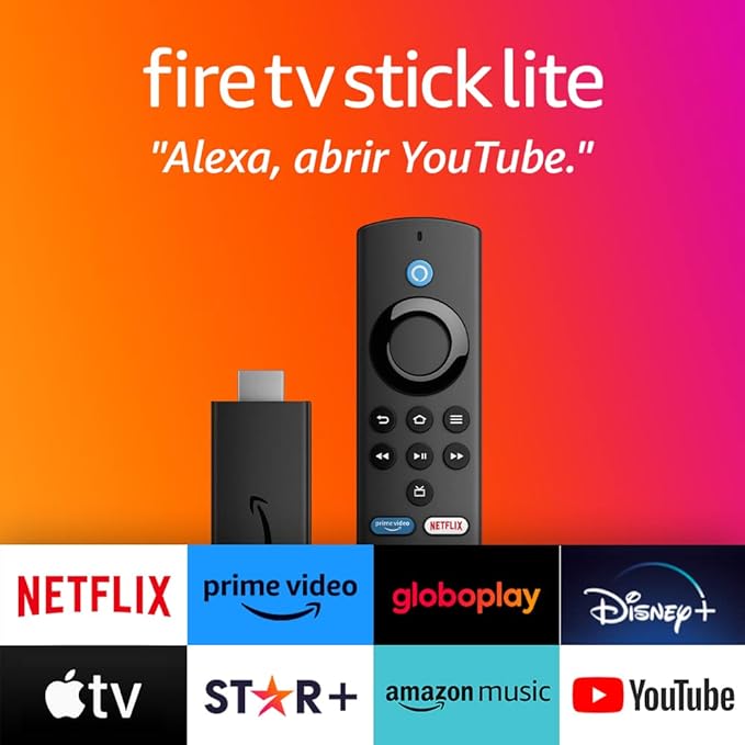 Fire TV Stick Lite | Streaming em Full HD com Alexa | Com Controle Remoto Lite por Voz com Alexa (sem controles de TV)