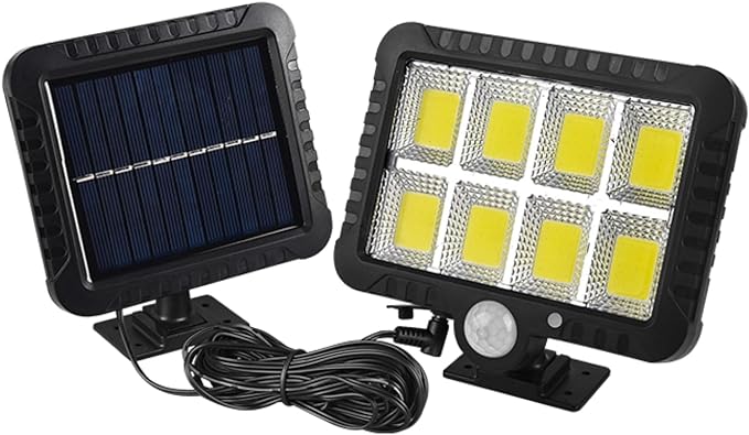 Luminária Solar Parede 160 Cob 32w Sensor Presença Com 3 Funções Separado Bateria 18650 1200mha Carregar