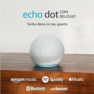 Echo Dot 5ª geração com Relógio | Smart speaker com Alexa | Display de LED ainda melhor | Cor Branca