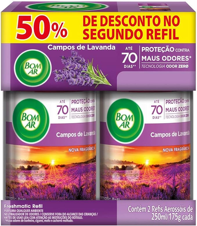 Air Wick Aromatizador Bom Ar Spray Automático Freshmatic Refil Na 2ª Unidade Campos De Lavanda