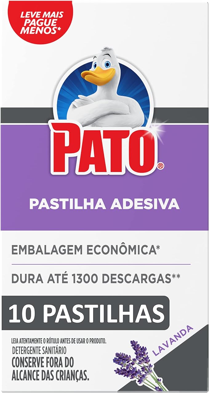 Pato Desodorizador Pastilha Adesiva Lavanda 10 Unidades